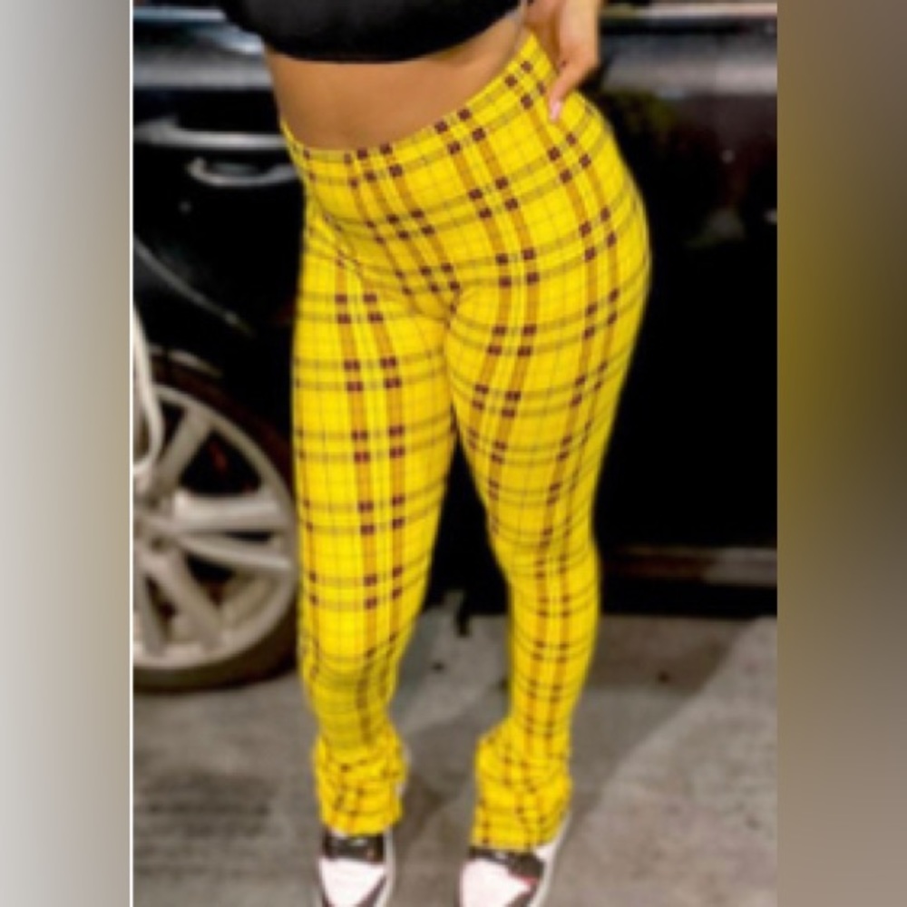 Stacked Plaid Pants